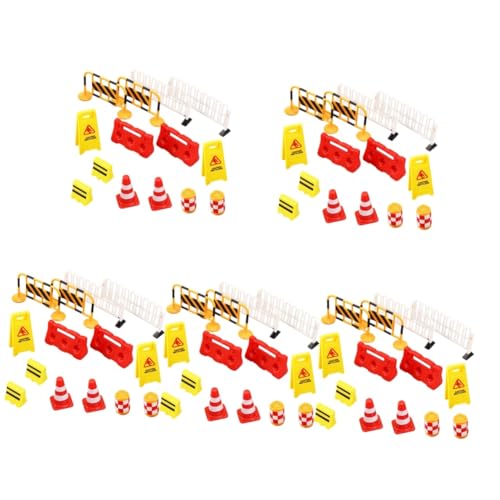 GETAJGHSD 70 Piezas Barricada de señal de tráfico Juguete construccion Carreteras de Juguete Coche de Juguete Auto Alfombrilla Gaming Conos de tráfico en Miniatura señales de tránsito