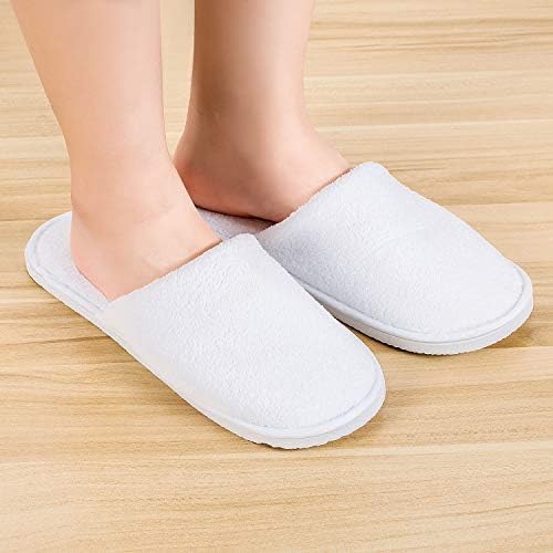 AhfuLife 10 Pairs of Hotel Slippers, Non-Disposable Two Size Combo Spa Slippers, Washable White Slipper for Spa, Party Guest and Travel Unisex (Medium + Large, White )
