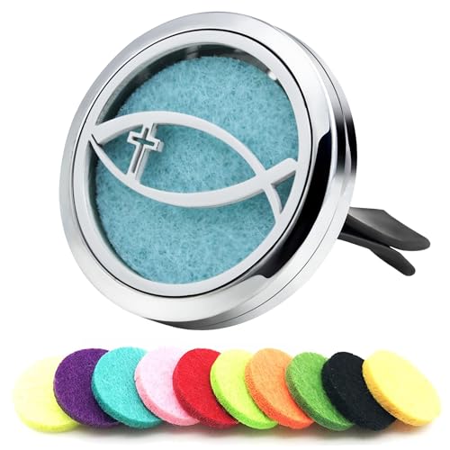 Image of 30mm Car Diffuser Vent Clip Aromatherapy Car Essential Oil Diffuser Vent Clips Car Air Fresheners Scents Diffuser Vent Clip (Christian Cross Fish)