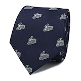 MENDEPOT Vintage Pickup Truck Pattern Necktie With Gift Box Motor Bike Tie Father's Day Birthday Gift Tie (Train Engine)