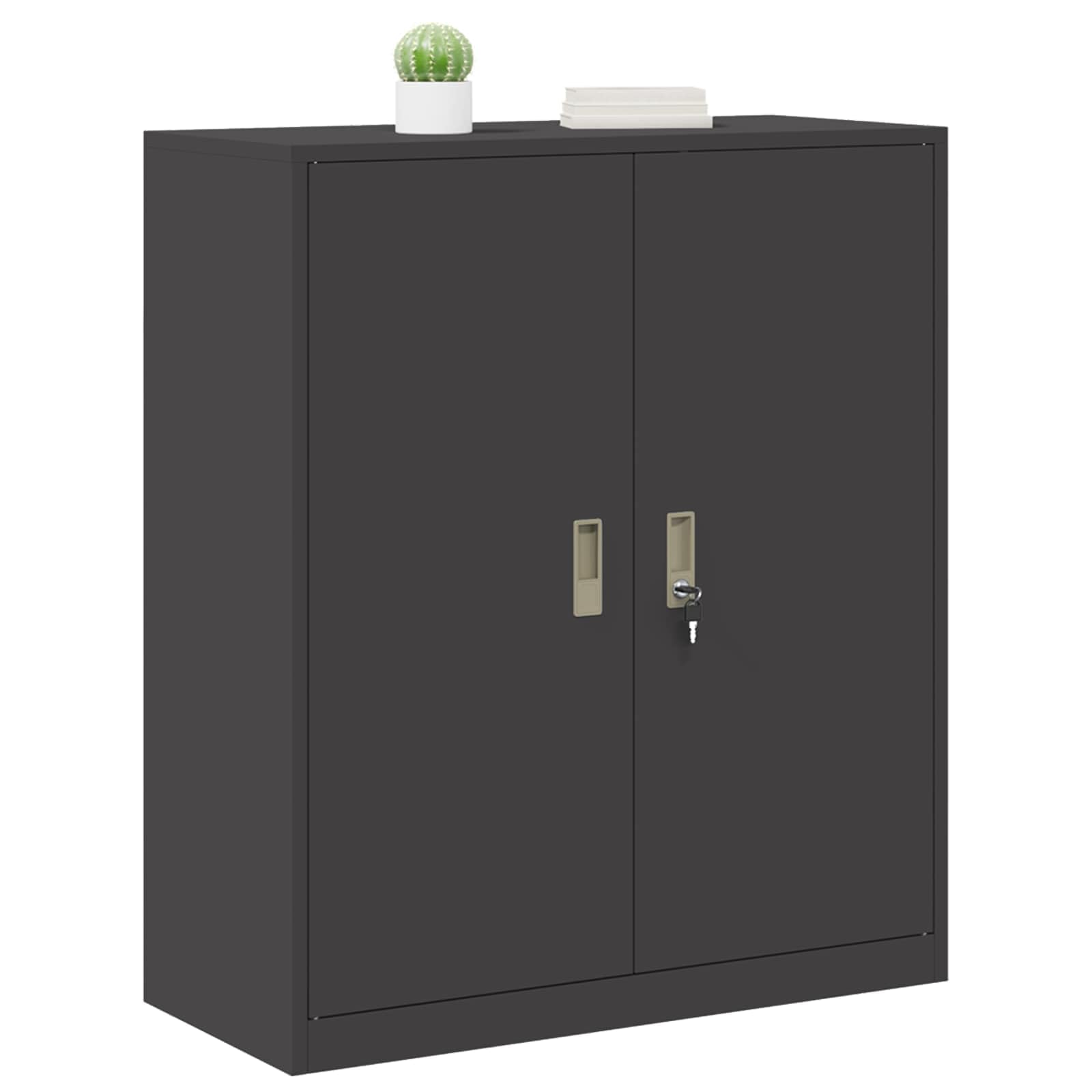 vidaXL Aufbewahrungsschrank Schwarz 90 x 40 x 105 cm Stahl, Modernes Büro, Rechteckiger Stahl Aufbewahrungsschrank, Abschließbar, Viel Platz, Robuste Lösung