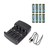 HyperPS USB Universal Smart Battery Charger for 3.2V LiFePO4 Batteries with 8 Pieces 3.2V LiFePo4 14430 4/5 AA (14 x 43mm) 400mAh Rechargeable Battery