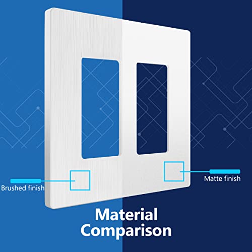 Image of LIDER Decorator Switch Cover, Screwless Wall Plate, Mid-Size 2-Gang 4.88 inch x 4.92 inch, LSWP-32M-BW, UL Listed, Thermoplastic, Brushed White, 1-Pack