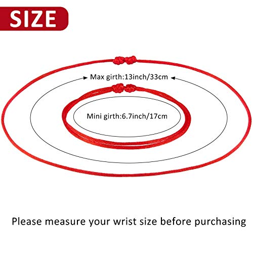 WILLBOND 6 Pieces Red String Bracelets Kabbalah Red Cord Bracelet for Protection Women Men Adjustable Amulet for Evil Eye and Good Luck Gift2