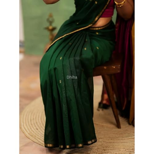 Image of Original Maheswari Cotton Silk Saree for Women | Kanjivaram Pure Silk Cotton Sari with Blouse | Zari Work | Tassels | Handloom Weave