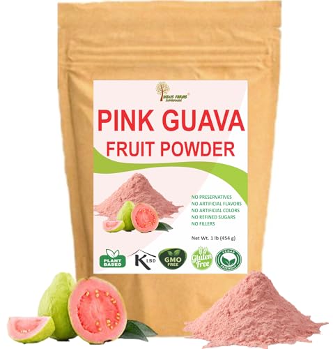 Indus Farms Pink Guava Fruit Powder – Natural Flavoring for Baking, Smoothies, Cookies, Macarons & Drinks | GMO-Free, Vegan, No Refined Sugars | 1 LB