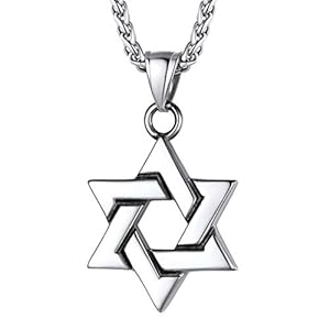 PROSTEEL Star Of David Necklace For Men Women, Silver/Gold/Black Tone Stainless Steel Necklace, 22inch-24inch Adjustable, Come Gift Box
