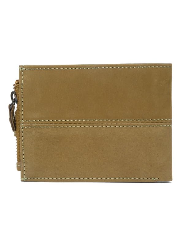 Image of TEAKWOOD LEATHERS Men's Two Fold Zipper Leather Wallet | Leather Men Wallet (Green)