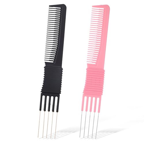 2 Peines de Metal para Estilizar con Mango Antideslizante miniatura 1