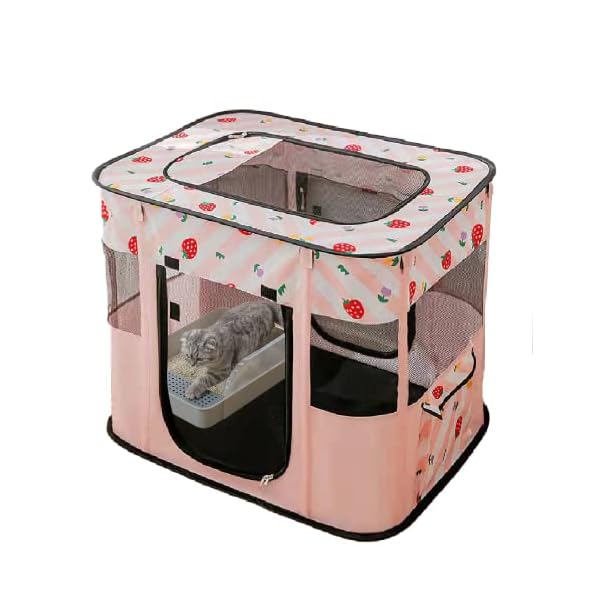 Carroza Portable Foldable Pet Playpen Collapsible Crates Kennel Playpen for Dog cat and Rabbit &Travel playpen Outdoor or Indoor(S, Pink)