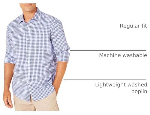 Image of Amazon Essentials Men's Regular-Fit Long-Sleeve Casual Poplin Shirt, Button Front, Business Casual, Collared