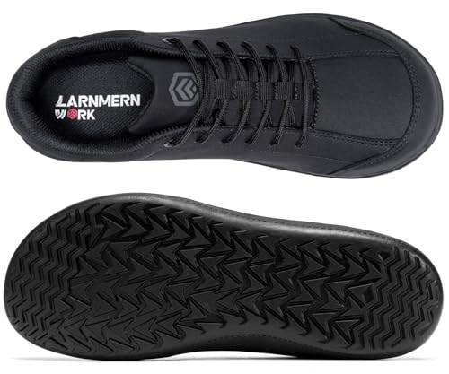 Image of LARNMERN Steel Toe Skate Shoes Men Safety Work Sneakers Wide Toe Box Barefoot Zero Drop Non Slip Shoe