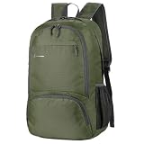 [LEOLEO] 折りたたみ リュック 30L 軽量 大容量 ポケッタブル 登山用 防水 コンパクト アウトドアバックパック 旅行 買い物 トレッキング バイク 通勤 携帯リュック 収納袋付き メンズ レディース (グリーン)