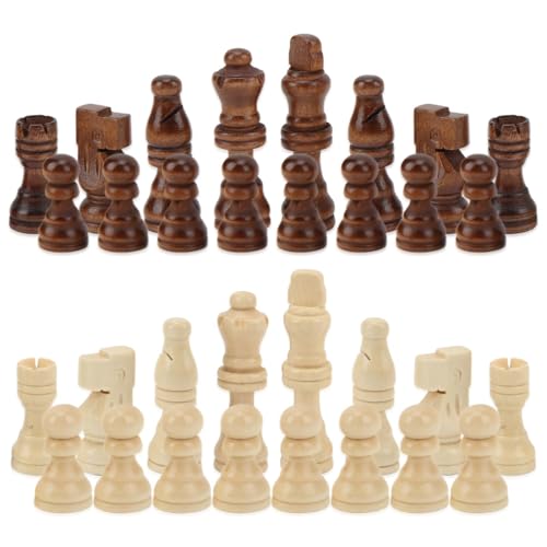 32 Piezas De Ajedrez De Madera Pieses, Piezas De Ajedrez Profesionales Solo Chessmen Juego...
