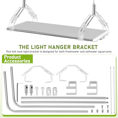 Image of Kisangel 2pcs Aquarium Light Riser, Adjustable Height Aquarium Light Holder Stand Hanging Kit, Aluminum Alloy Support Bracket for Fish Tank Lamp