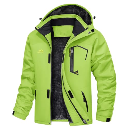 Men's Hooded Fleece Ski Jacket Waterproof Thermal Thick Warm Parka Coats Snow Jacket