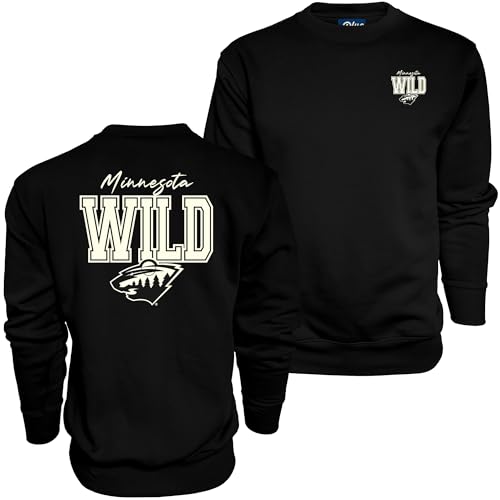 Blue 84 Minnesota Wild NHL Officially Licensed Crewneck Sweatshirt Pop Echo Black, Small