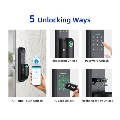 Cerradura de puerta inteligente con huella biométrica y tarjeta IC de seguridad 5
