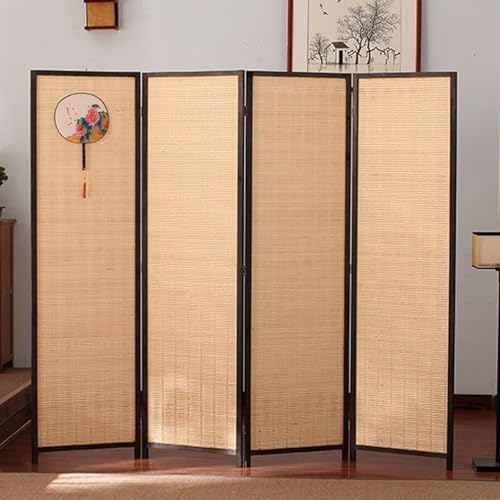 GN2AAIL 衝立 パーティション 和風4連 間仕切り 折りたたみ タイプ1 パーテーション モダン 竹編み 和室 スクリーン 屏風 ついたて 180*50*4 部屋 仕切り 高さ150/170/180cm 可動式 折り畳み 持ち運び 完成品 木製 オフ