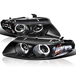SPEC-D TUNING Halo Projector Headlights Black Compatible with 1997-2000 Dodge Avenger, 1997-2000 Chrysler Sebring 2 Door Coupe, Left + Right Pair Headlamps Assembly