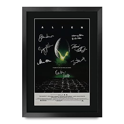 HWC Trading FR A3 Alien Sigourney Weaver Gifts Póster impreso con autógrafo firmado para fanáticos de la película, A3 enmarcado