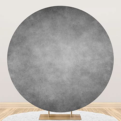 Aoihrraan 220cm Diamètre Solide Tour Toile de Fond Gris Grunge Couleur Abstrait MotifFond de Photographie pour la fête de Famille Enfants Adulte Personnel Séance de Portrait Studio Photo Accessoires Cover