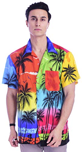 Virgin Crafts Funny Hawaiian Shirts for Men Button Down Beach Party Palm Motley XXL