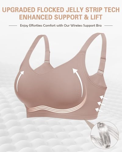 Image of Wireless Support Bra Full Coverage Padded Push Up Anti Sagging Comfortable Seamless Lace Bras No Underwire