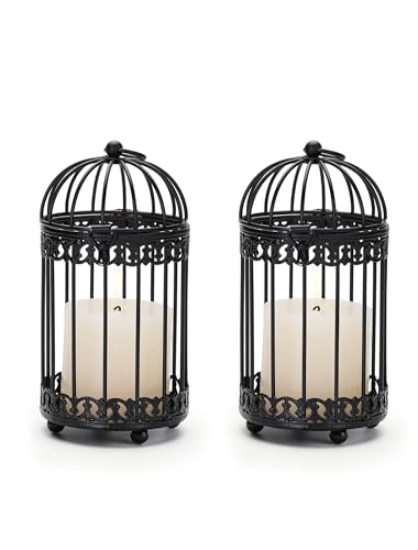 NUPTIO Vintage Bird Cage Decor: Decorative Bird Cage Candle Holder for Table - Hanging Metal Small Birdcage Tealight Votive Holders for Christmas Bridal Shower Centerpiece 6 Inch H