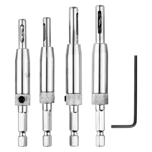 4PCS Self Centering Drill Bit Set, Hinge Drill Bit, Self Centering Drills Bi t Tool, Hinge Bits,High Speed Steel Drills Bits For Hinges Handles Drawers Wood Door Window Cabinet Woodworking