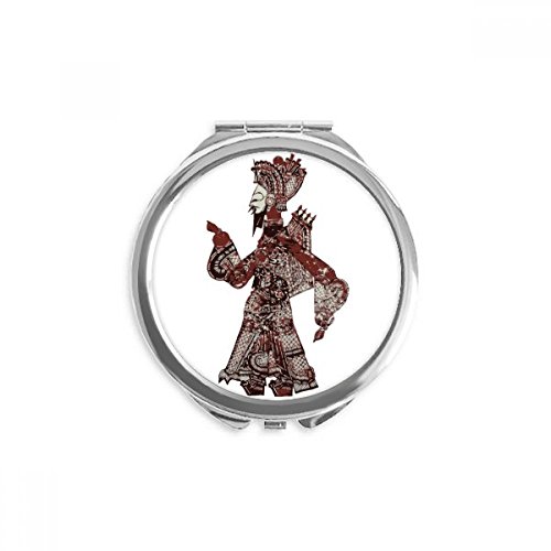 Miroir rond maquillage de poche avec motif traditionnel de théâtre d'ombres chinoises