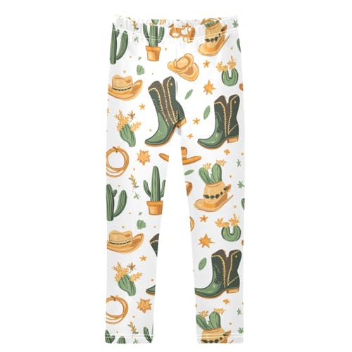 Cowboy Boots Horse Succulents Girls Leggings Kids Yoga Pants Dance Active Tights 4T