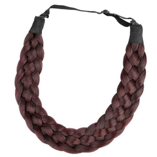 BOBIYA 5 Strand Synthetic Hair Braided Headband Classic Chunky Wide Plaited Braids Elastic Stretch Hairpiece for Women Girl (Plum Burg) - Image 2