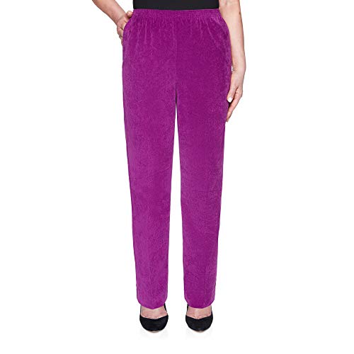 Alfred Dunner Womens Classic Signature Fit Corduroy Pant with All-Around Elastic Waistband Mulberry