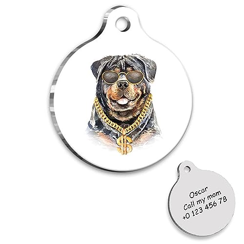 Rottweiler Dog Rap Portrait Personalized Dog Tag – Rottweiler Custom Name Tag – ID Tag for Dog – Customized Pet Tags – Dog Name id Tag – Dog Name Tag – Engraved Dog Tag