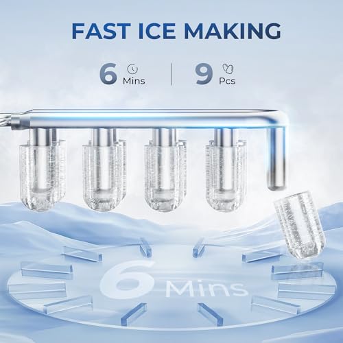 Euhomy Portable Countertop Ice Maker - 9 Cubes in 6 Mins, 26lbs/Day, Self-Cleaning with Ice Scoop & Basket, Compact for Home/Kitchen/Office/RV (Black)