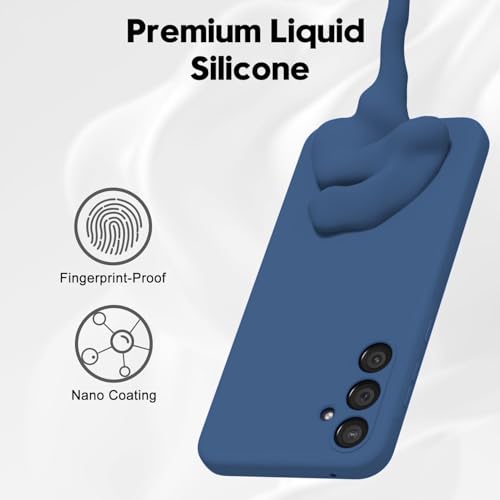 Image of DIZORO Microfiber Candy Case for Samsung A35 5G Smooth Touch Cushion Liquid Soft Silicone Gel Rubber Phone Cases Non-Slip Full Body Protective Shockproof Back Cover -Blue