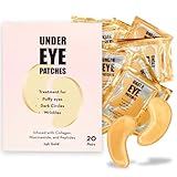 Elizabeth Mott 24K Gold Under Eye Patches – Dermatologist & Allergy Tested – Collagen, Niacinamide & Peptides for Puffy Eyes, Dark Circles & Wrinkles – Hydrating, Brightening, Cruelty-Free