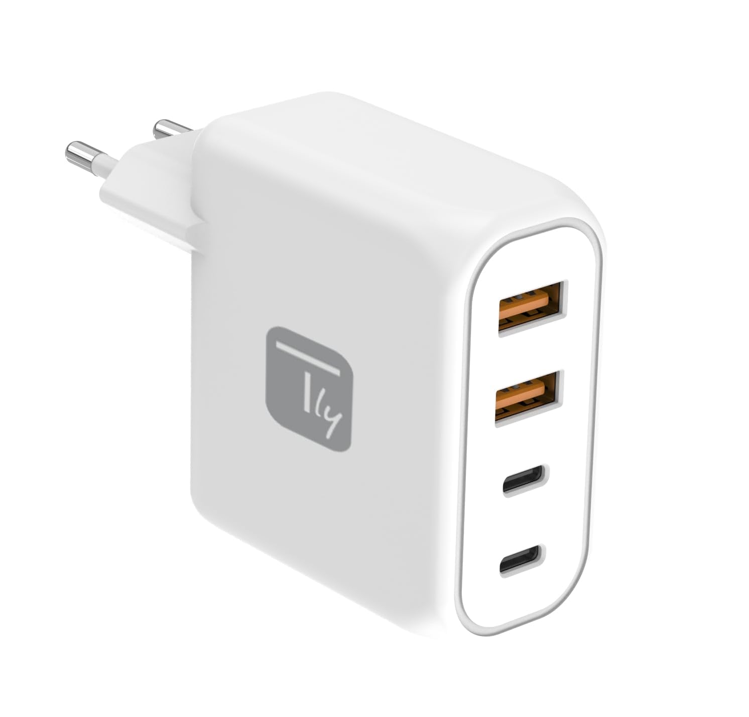 Techly 623998 Caricatore Alimentatore 2 Porte USB-C™ e 2 Porte USB-A da Muro 100W per Smartphone o Tablet Bianco