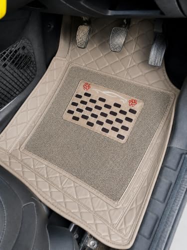 Image of CARNEST 7D Car Floor Mats Only Compatible with Celerio All Model, Set of 3 Pcs, 100% Waterproof & Washable Luxury 7D Car Foot Mats, Beige