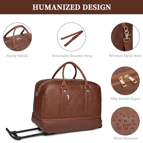 seyfocnia Rolling Duffle Bag with Wheels, Duffle Bag for Travel Women Carry On Luggage Wheeled Overnight Weekender Bag Men4