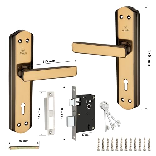 Image of Alwin PP07 BG, 7 Inch Iron Mortise Lockset, Single Action 6Levers Locking Mechanism with 2 Unique Combination Keys, Used in Left /Right Handed Doors in Home, Office, Hotels, Industries etc