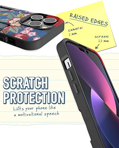 Image of Smartish iPhone 14 Pro Wallet Case - Wallet Slayer Vol. 2 [Slim + Protective] Credit Card Holder w /Kickstand - Drop Tested Hidden Card Slot Compatible w /Apple iPhone 14 Pro - Flirty Flowers