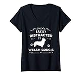 Photo Gallery donna cute easily distracted by welsh corgis - great owner gift maglietta con collo a v Photo Gallery donna cute easily distracted by welsh corgis - great owner gift maglietta con collo a v