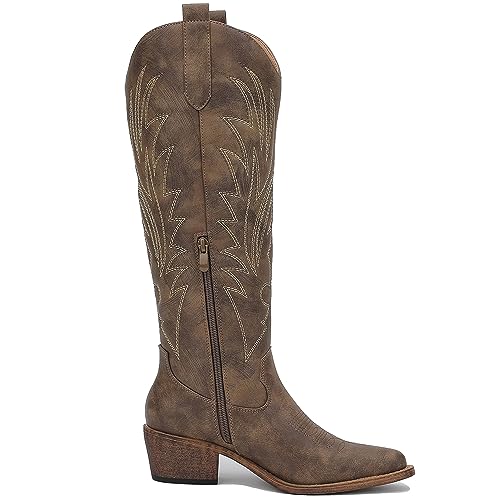 Image of GLOBALWIN Women's The Western Cowboy Cowgirl Embroidered Knee High Boots