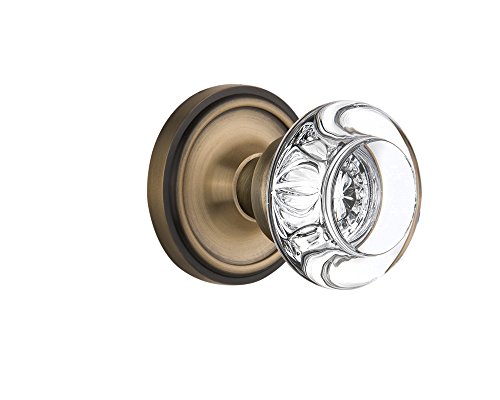 Nostalgic Warehouse Classic Rosette with Round Clear Crystal Glass Knob, Passage - 2.375