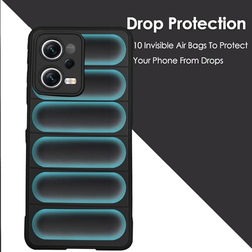 Image of A rtistque Liquid Silicone Stripes Back Cover Case for Mi Redmi Note 12 Pro 5G | with Camera Protection | with Inner Fabric | Anti Slip Grip | AirBag Case - Black