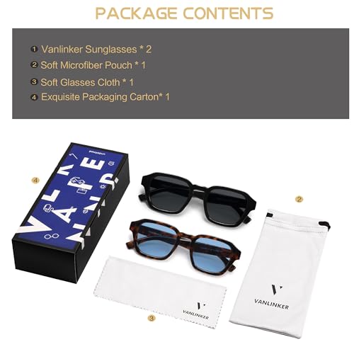 Image of VANLINKER Retro Vintage Polarized Trendy Small Square Sunglasses for Women Men 2025 Fashion Shades VL9858