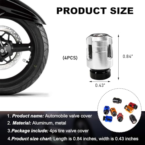 image for Yourkar 4 PCS Car Tire Valve Stem Caps, Unique Shape Aluminum Alloy Wh