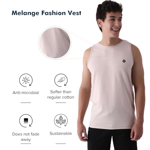 Image of ALMO - Mens Cotton Vests | Tank Top for Men | Melange Normal Fit, Light Weight, Soft Fabric | Ideal for Gym /Running /Sports wear (Pack of 2)